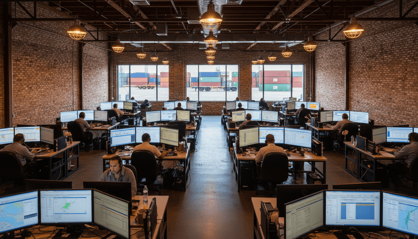 KOMAND Logistics dispatch center team coordinating freight shipments